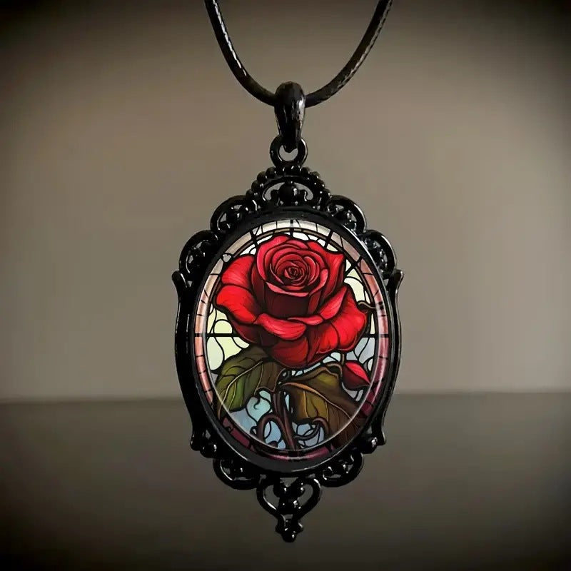 Retro Gothic Crow & Cross Pendant Necklace