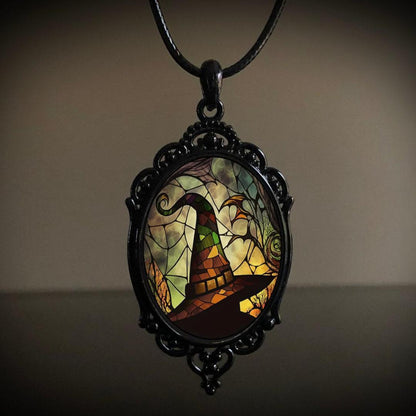 Retro Gothic Crow & Cross Pendant Necklace