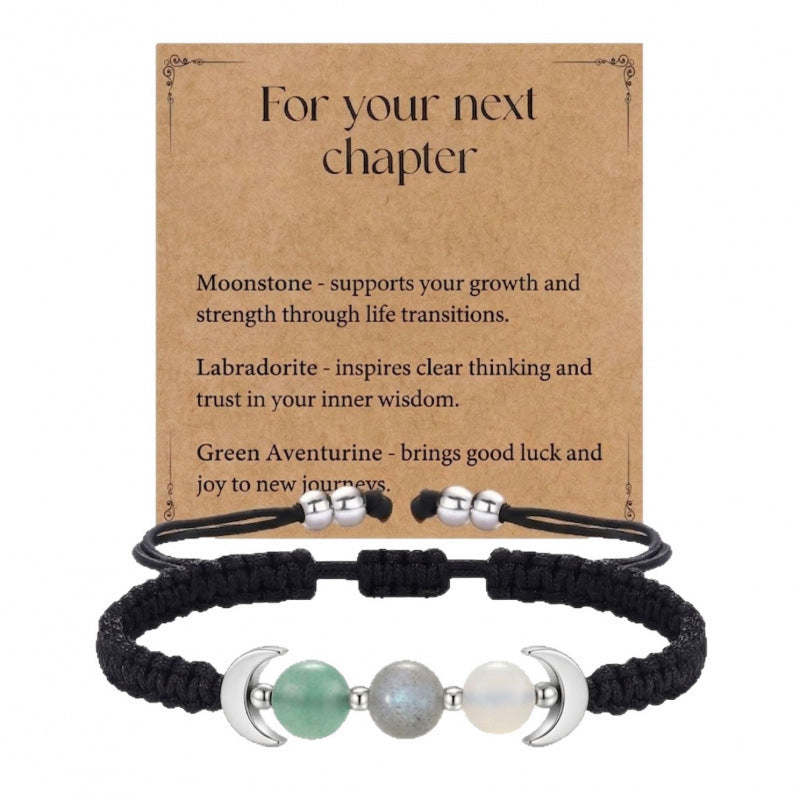 Handwoven Natural Stone Moon Phase Bracelet