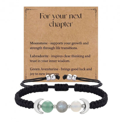 Handwoven Natural Stone Moon Phase Bracelet