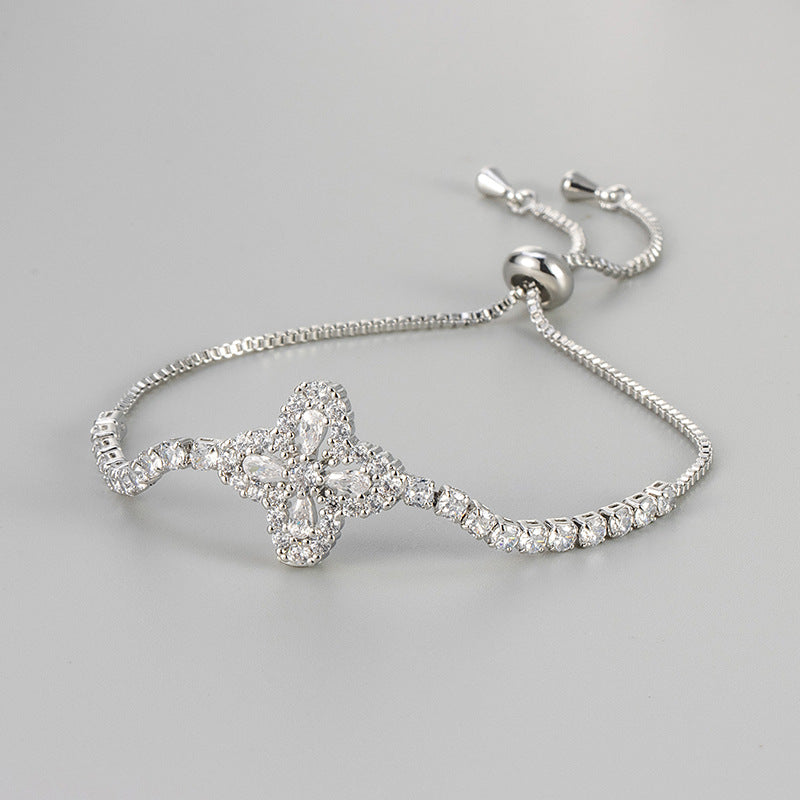 Zircon Floral Adjustable Bracelet