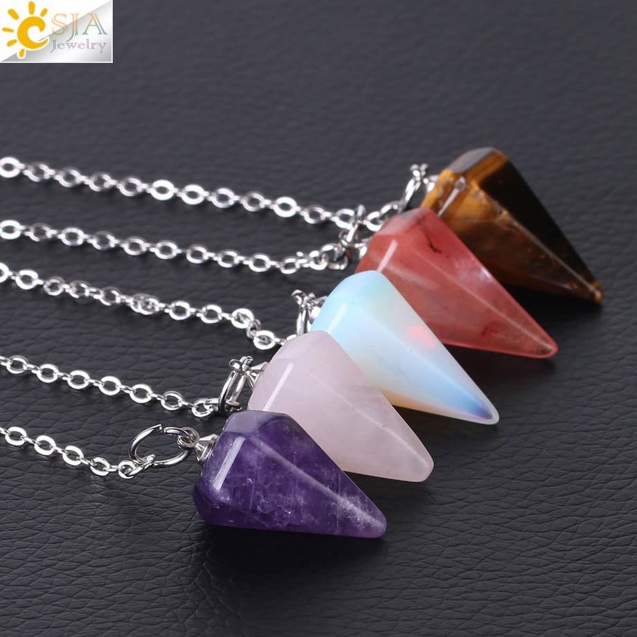Natural Stone Hexagonal Reiki Pendulum