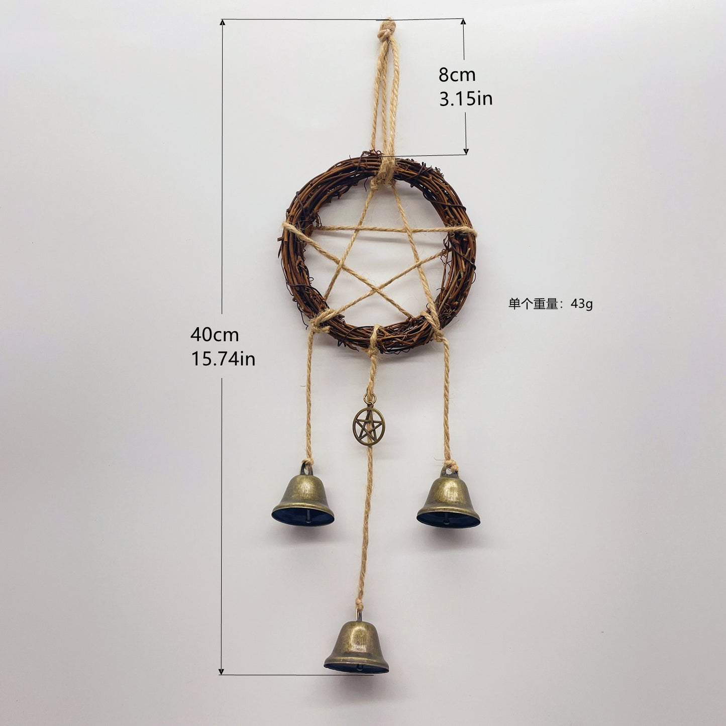 Witch Bell Door Handle Protection Pendant Good Luck Vine Wind Chime Outdoor Wind Chime Door Christmas Bell Hanging Decoration String