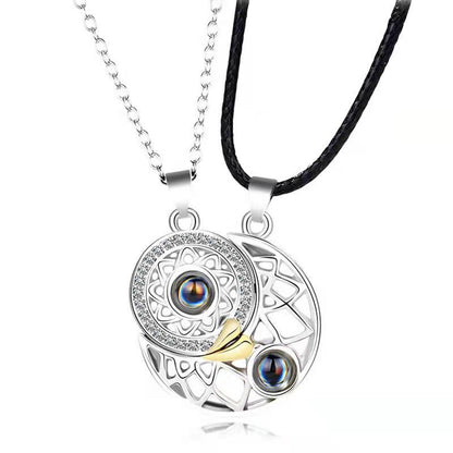 Heart Sun Moon Magnetic Projection Necklace