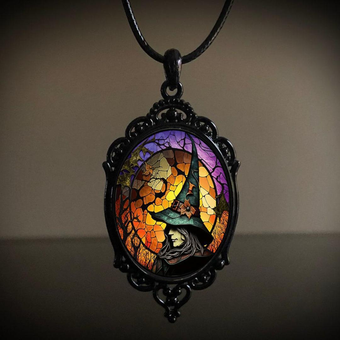 Retro Gothic Crow & Cross Pendant Necklace