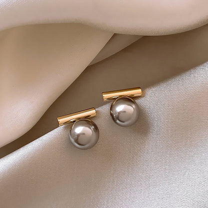 925 Silver Pearl Earrings Retro Geometric Design
