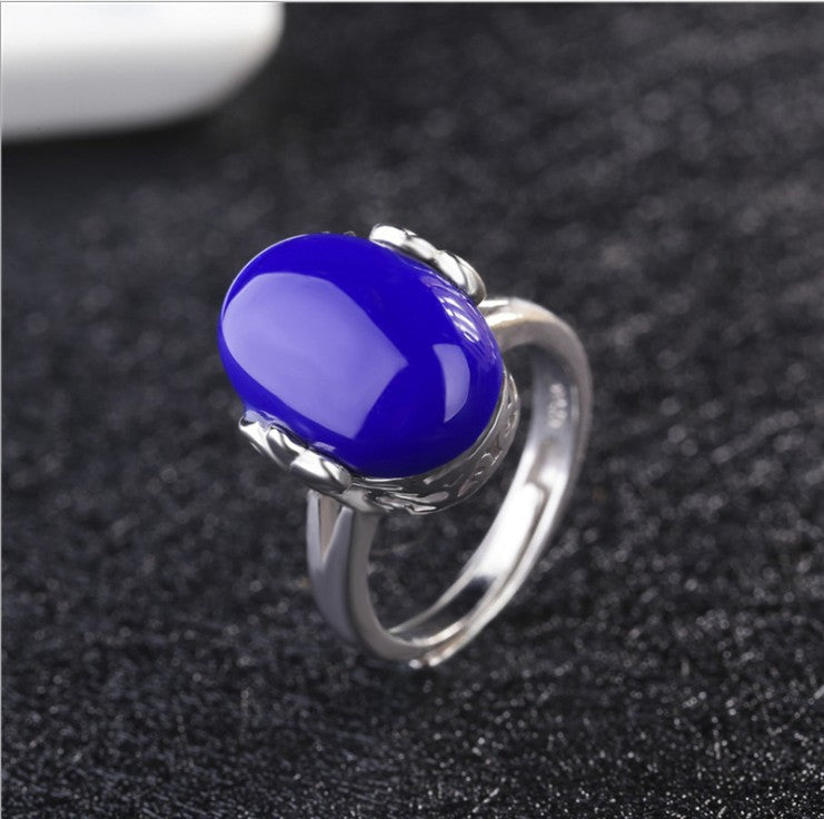 Sterling Silver Open Adjustable Gemstone Ring