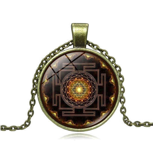 Sacred Yantra Geometric Pendant Necklace