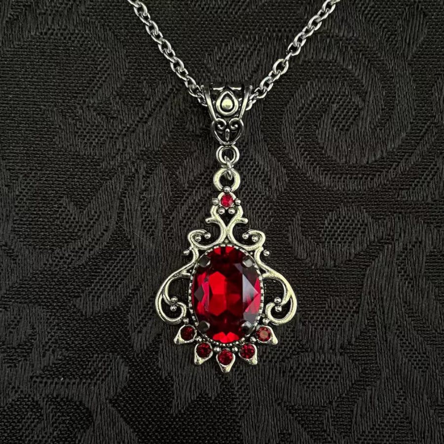 Victorian Filigree Gemstone Drop Necklace