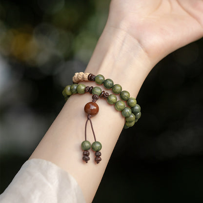 Original Old Material Green Sandalwood Buddha Beads Bracelet