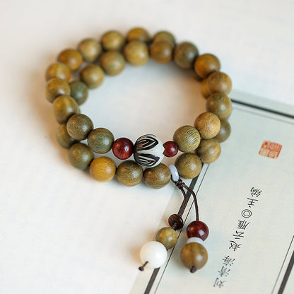 Original Old Material Green Sandalwood Buddha Beads Bracelet