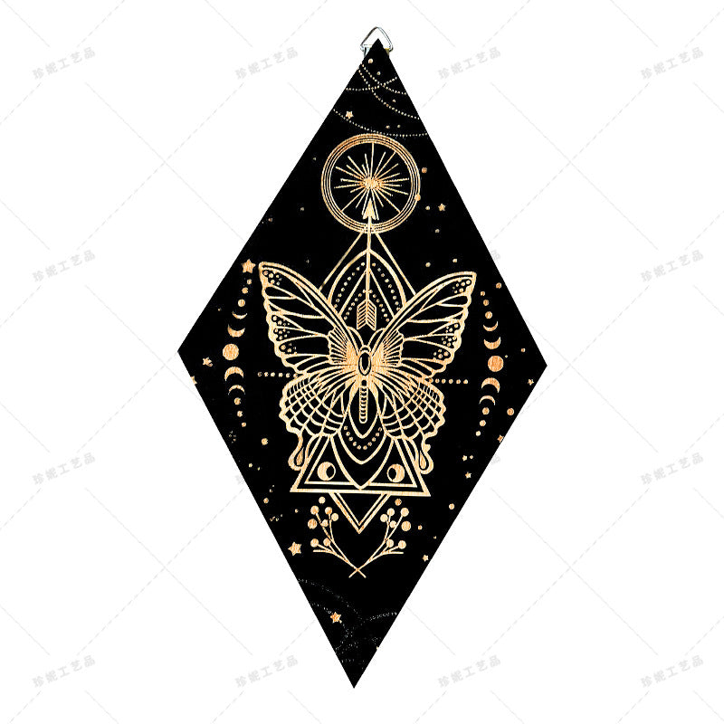 Bohemian Wall Decor Sun Moon Yoga Wall Decor Lozenge Wood Eye Sign Triangle Pendulum Board