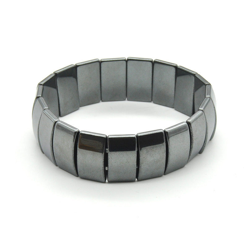 Magnetic Black Obsidian Square Bead Bracelet