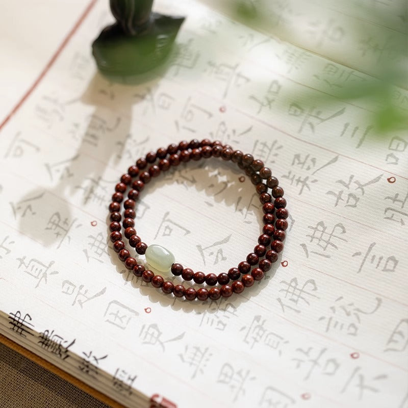 Original Old Material Green Sandalwood Buddha Beads Bracelet