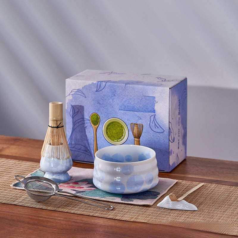 Crystalline Glaze Ceramic Matcha Set — 7 Piece