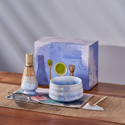 Crystalline Glaze Ceramic Matcha Set — 7 Piece