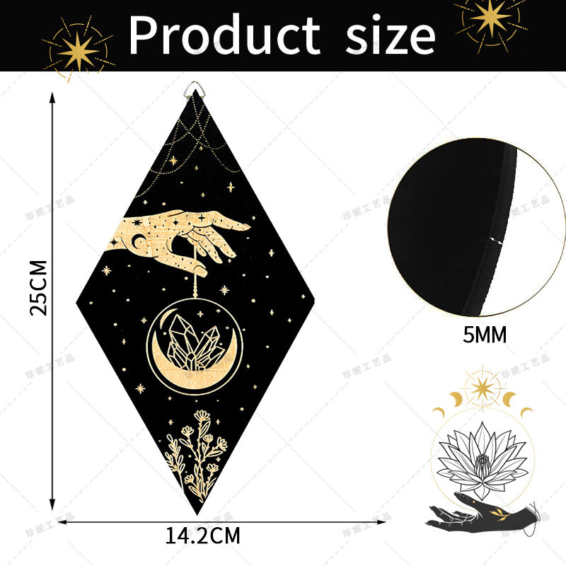 Bohemian Wall Decor Sun Moon Yoga Wall Decor Lozenge Wood Eye Sign Triangle Pendulum Board