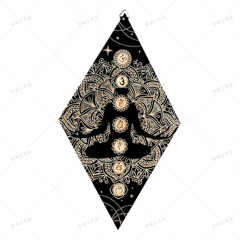 Bohemian Wall Decor Sun Moon Yoga Wall Decor Lozenge Wood Eye Sign Triangle Pendulum Board