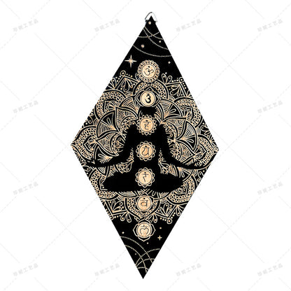 Bohemian Wall Decor Sun Moon Yoga Wall Decor Lozenge Wood Eye Sign Triangle Pendulum Board