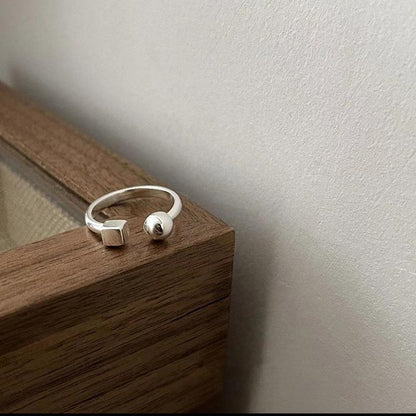 Geometric 925 Sterling Silver Adjustable Ring