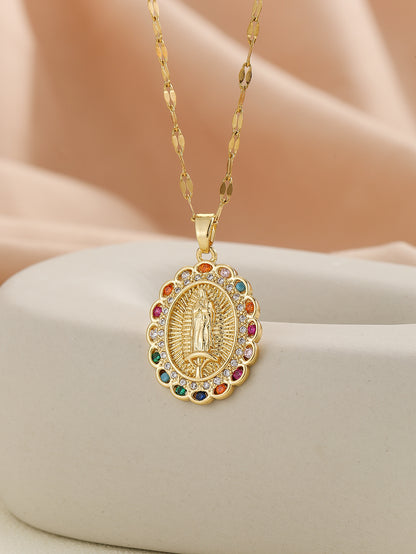 Virgin Mary Zircon Pendant Necklace | Gold & Silver | 25 Styles