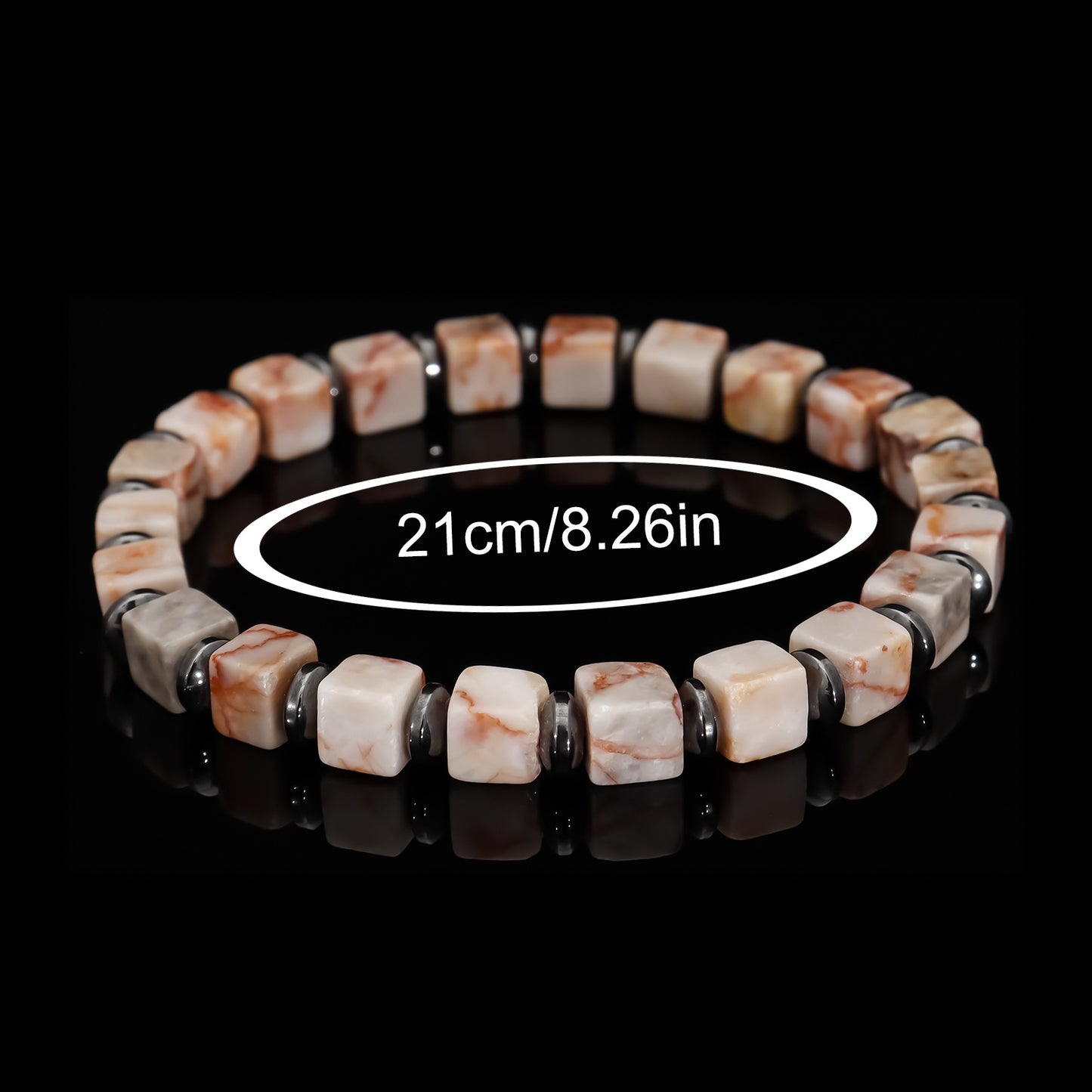 Square Natural Stone Bracelet Handmade Unisex Jewelry