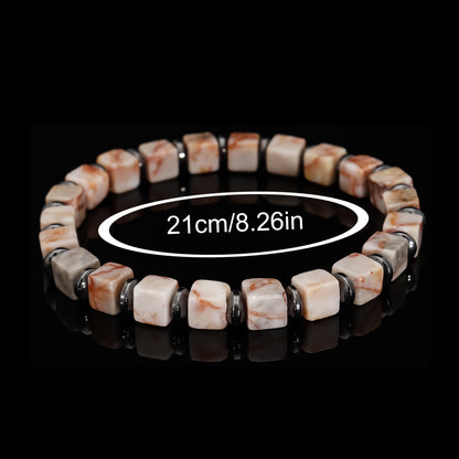 Square Natural Stone Bracelet Handmade Unisex Jewelry