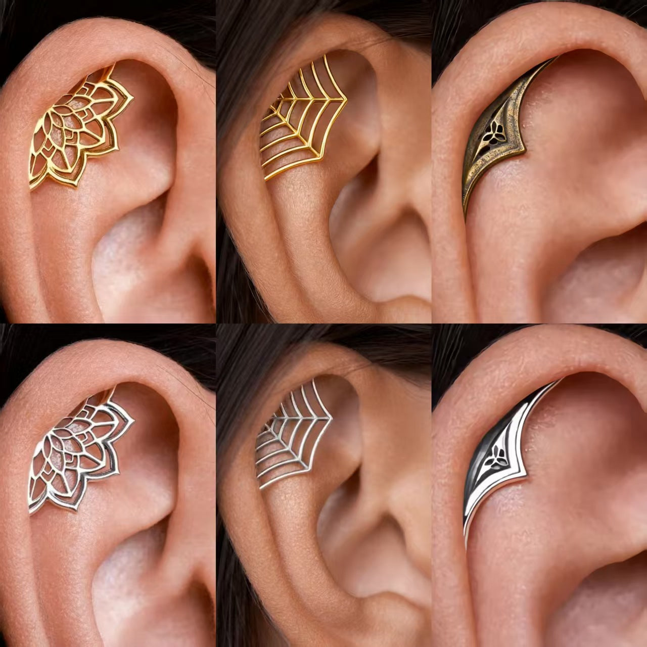 Spider Web & Crescent Moon Gothic Earrings