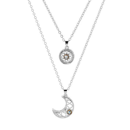 Heart Sun Moon Magnetic Projection Necklace