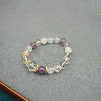 Elastic Crystal Bead Bracelet with Amethyst Citrine