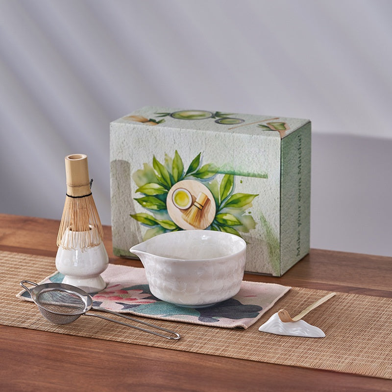 Crystalline Glaze Ceramic Matcha Set — 7 Piece