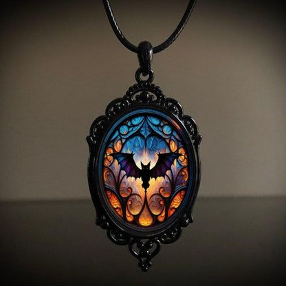 Retro Gothic Crow & Cross Pendant Necklace
