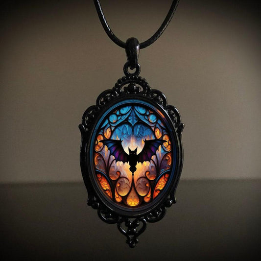 Retro Gothic Crow & Cross Pendant Necklace