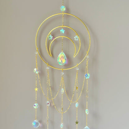 Large Moon Sun Catcher Glass Crystal Hanging Decoration