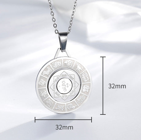 Chinese Zodiac Rotating Ring Pendant Necklace