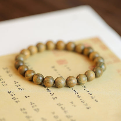 Original Old Material Green Sandalwood Buddha Beads Bracelet