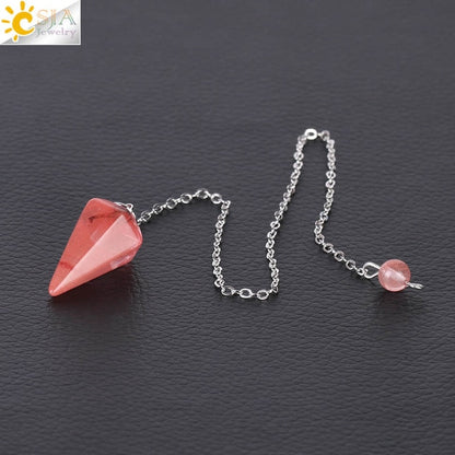 Natural Stone Hexagonal Reiki Pendulum