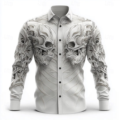 Gothic Print Casual Shirt Loose Fit Short Sleeve