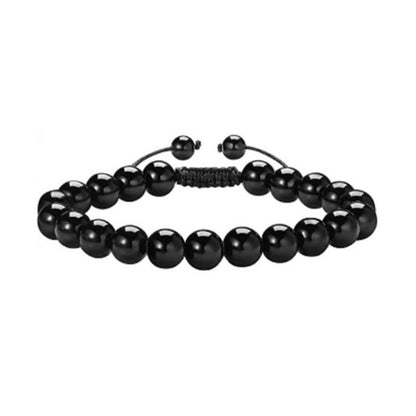 Matte Agate and Hematite Bead Adjustable Bracelet
