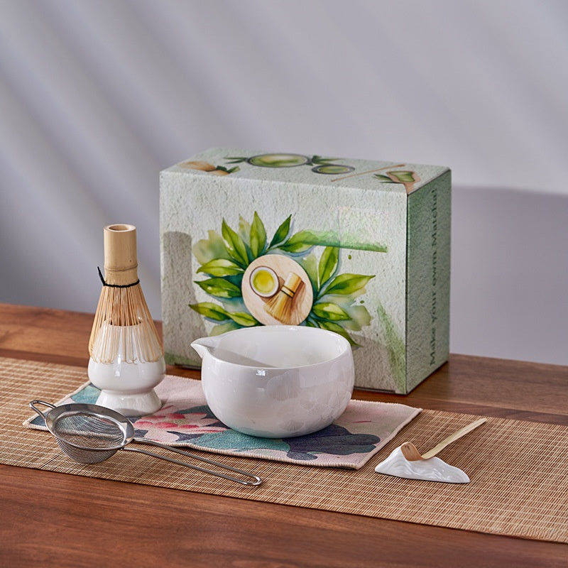 Crystalline Glaze Ceramic Matcha Set — 7 Piece