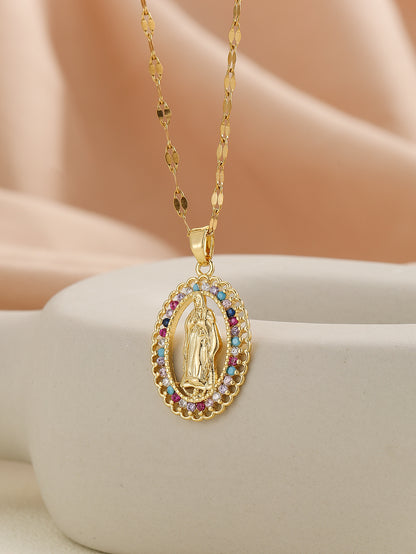 Virgin Mary Zircon Pendant Necklace | Gold & Silver | 25 Styles