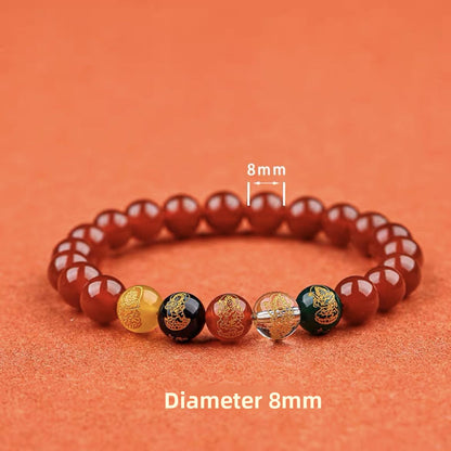Five-Way God of Wealth Obsidian Bracelet