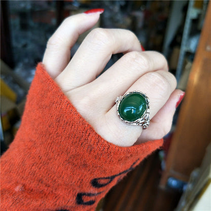 Sterling Silver Open Adjustable Gemstone Ring