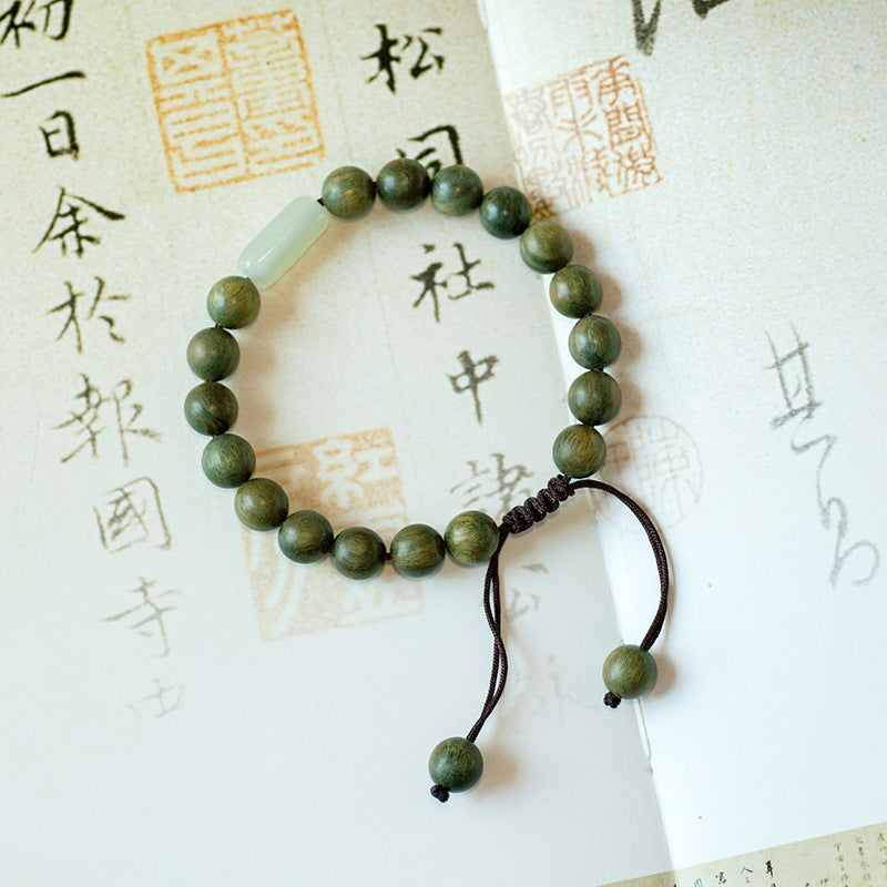Original Old Material Green Sandalwood Buddha Beads Bracelet