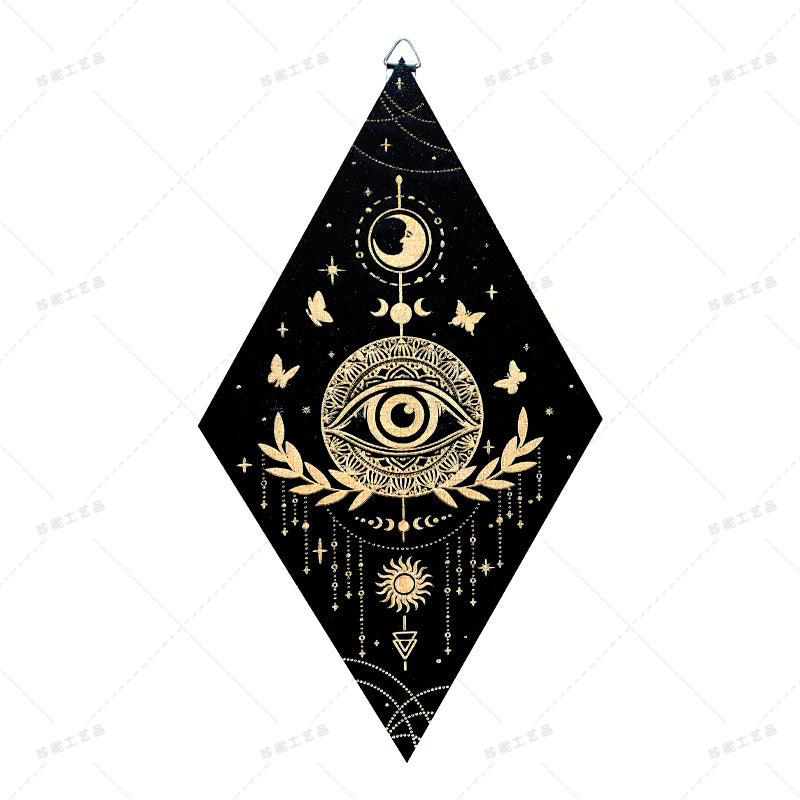 Bohemian Wall Decor Sun Moon Yoga Wall Decor Lozenge Wood Eye Sign Triangle Pendulum Board