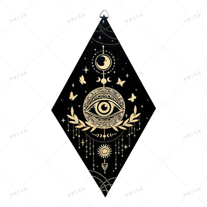 Bohemian Wall Decor Sun Moon Yoga Wall Decor Lozenge Wood Eye Sign Triangle Pendulum Board