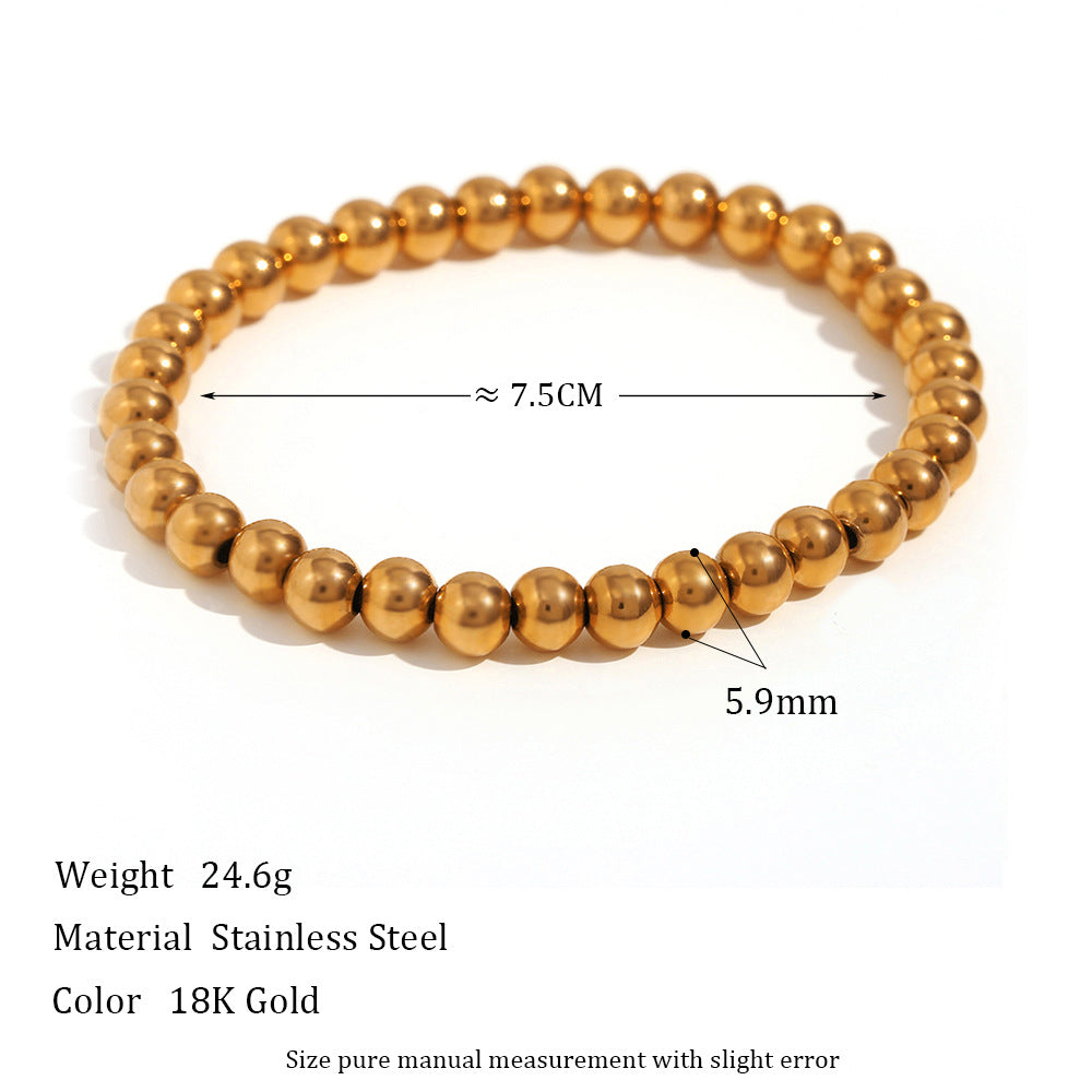 Retro Geometric Elastic Bead Bracelet Stainless Steel Gold Plated