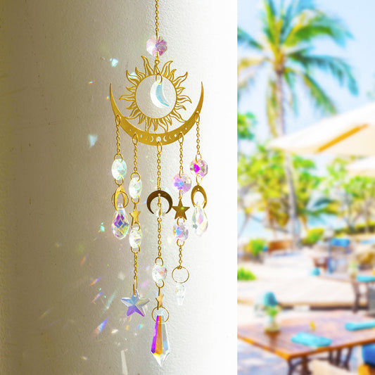 Star Moon Crystal Wind Chime Sun Catcher