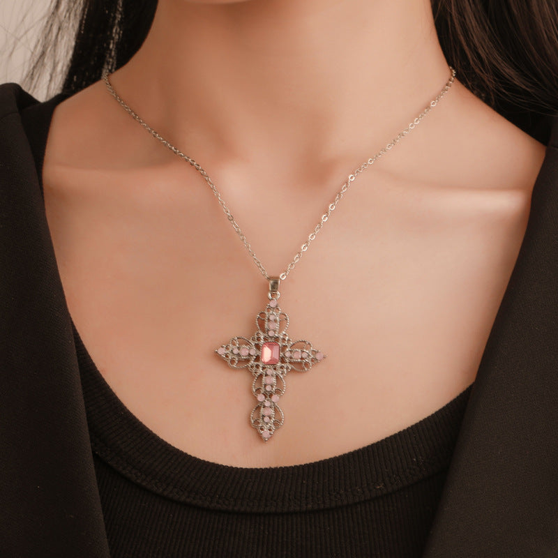 Bohemian Electroplated Cross Necklace