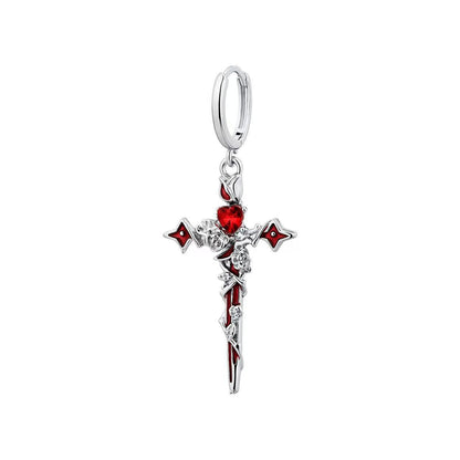 Gothic Rose Thorn Cross Earrings